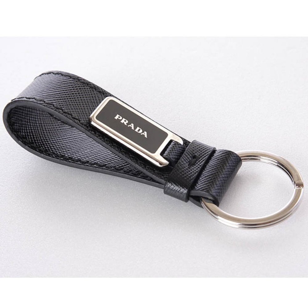 Prada Saffiano Leather Logo Keychain